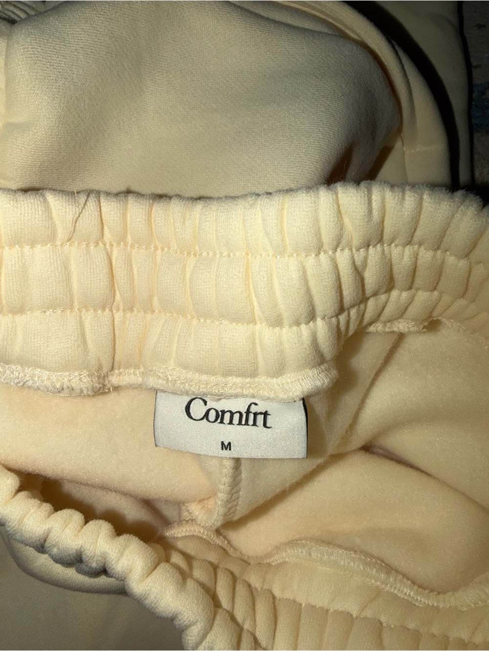 Women's Cream Fleece Joggers - Relaxed Track Pants - Picture 2 of 2